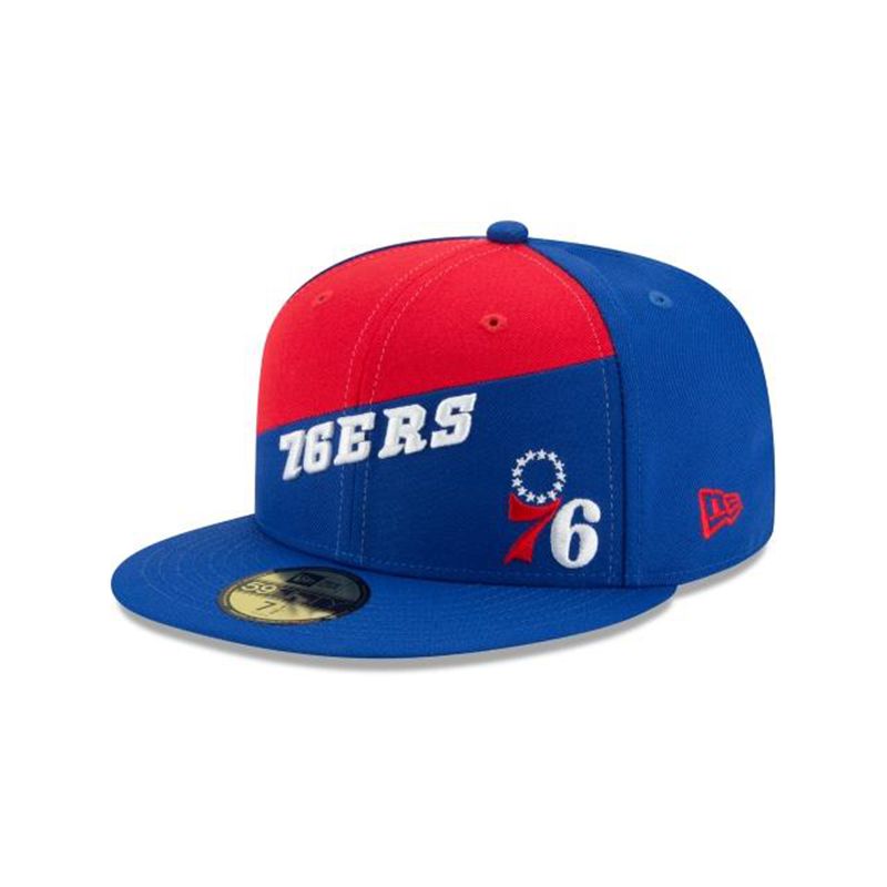 NBA Philadelphia 76ers Color Split 59Fifty Fitted (DIL6562) - Blue New Era Caps